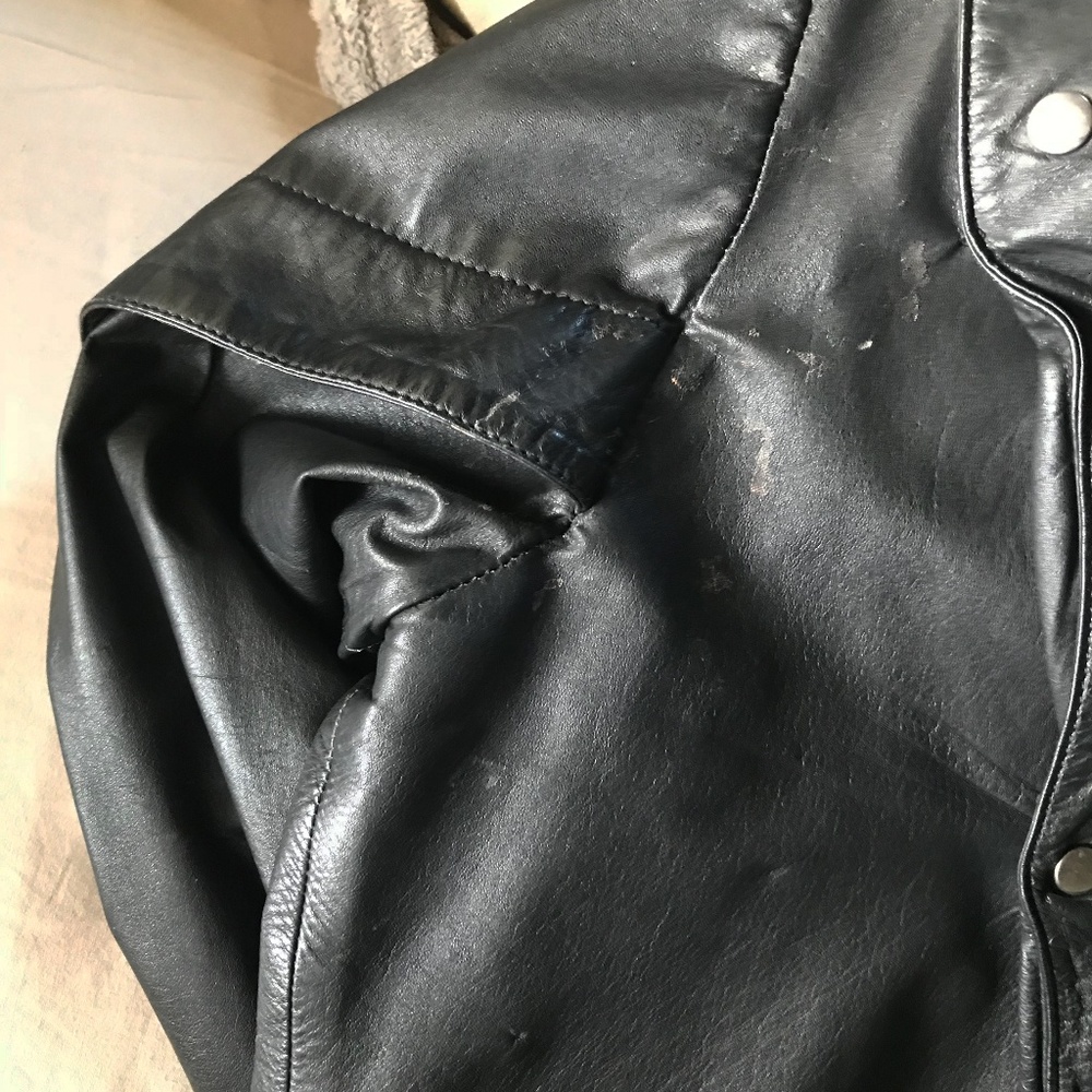 80's Vintage Leather Biker Jacket - Picture 7 of 8